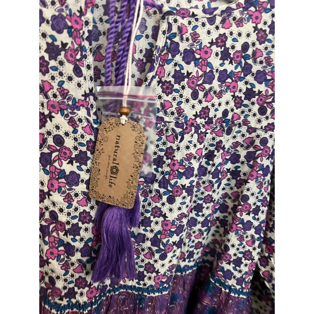 Natural Life Rebecca Maxi Dress M purple boho Ditsy floral print Cottage Prairie - Picture 7 of 10